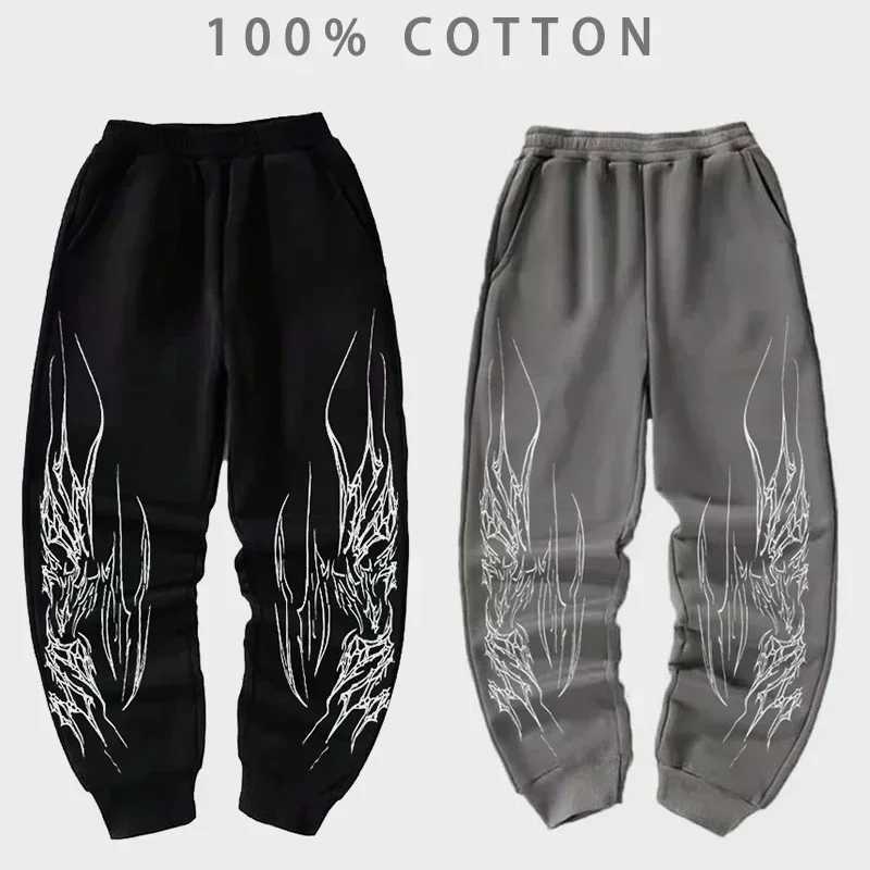 American Retro Hip-Hop Pop Loose Leggings Men's Y2K New Harajuku Gothic Casual Joker Fitness Pants Jogging Pants Street Wear S261016FTYU