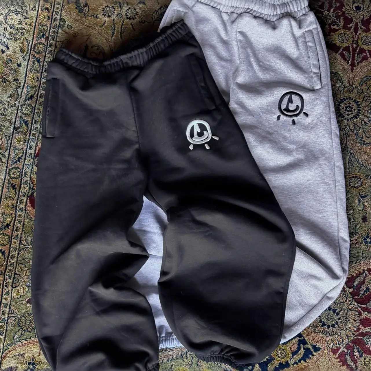 Men's Y2K Retro Hip Hop Sports Pants New Street Letter Embroidered Elastic Waist Casual Legged Pants S2610163DZS
