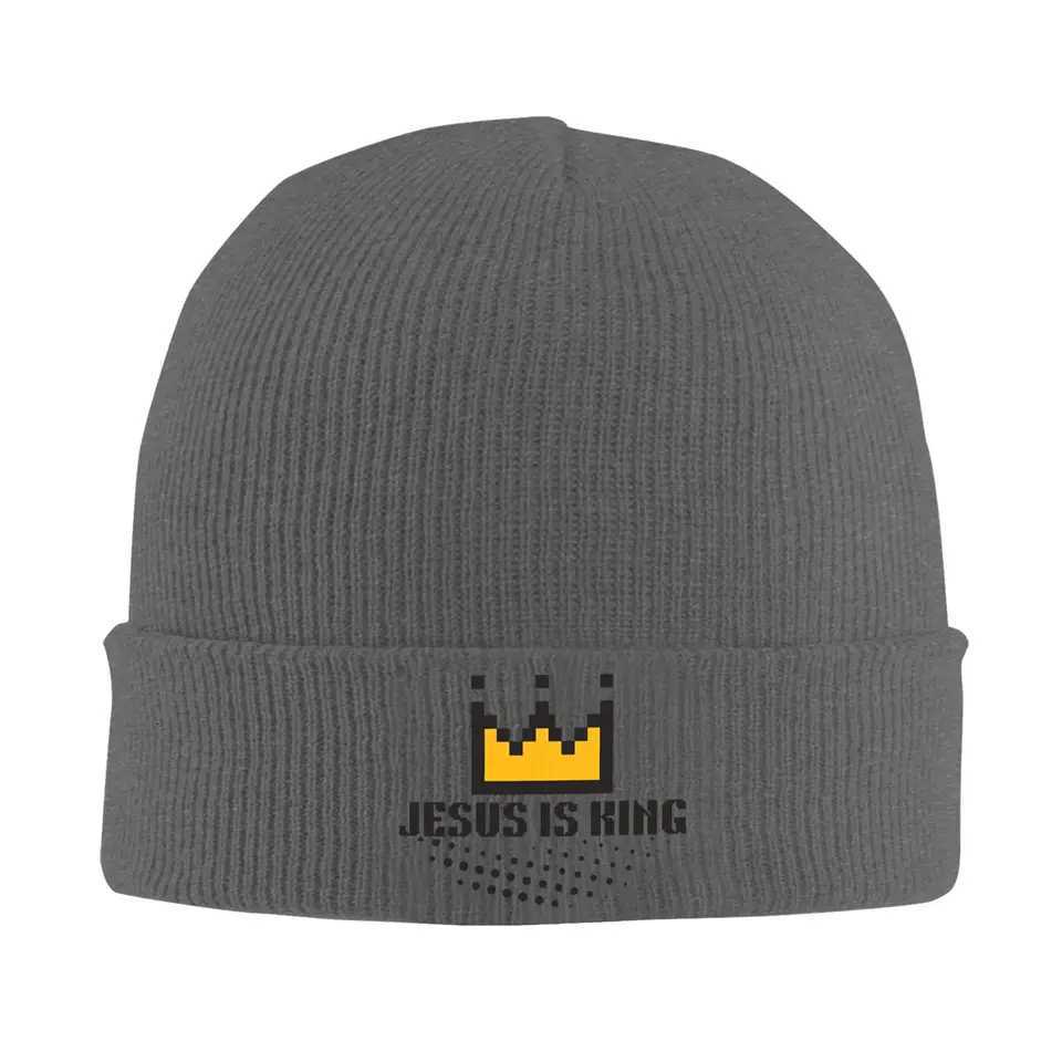 Beanie/Skull Caps Unisex Cuff Beanie Jesus is my King Accessories Winter Warm Knitting Skull Cap Bonnet HatsT261017