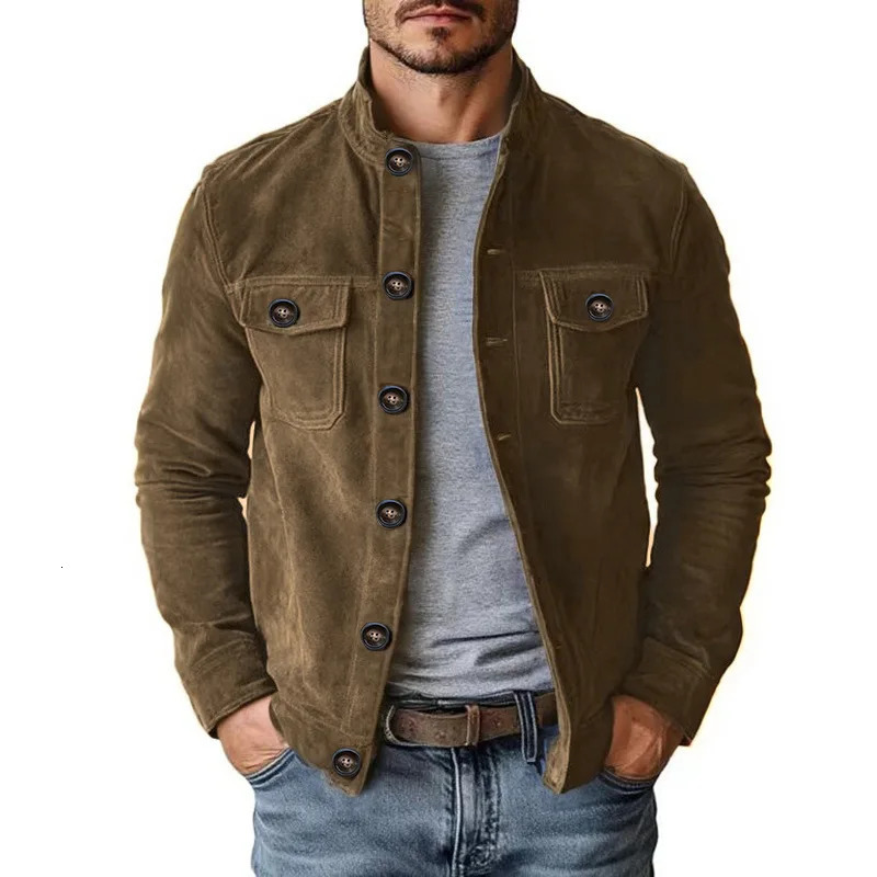 2026 Spring Autumn Mens Suede Jacket Classic American Retro Baseball Jackets Man Casual Versatile Zip Up Cardigan Coat 261016