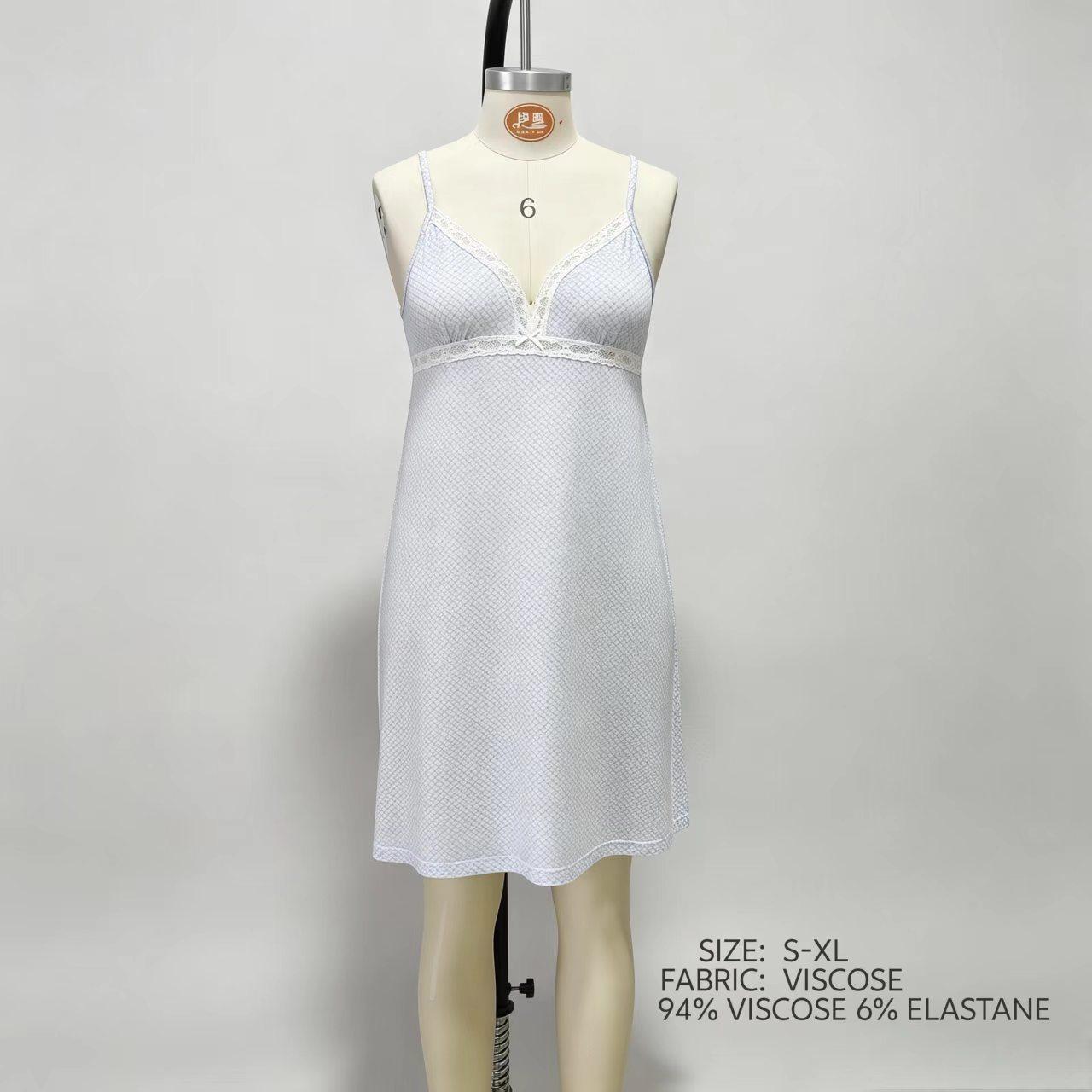 Women White Sleeveless Slip Nightgown Elegant Sexy V Neck Sleep Dress Soft Comfortable Loungewear Nightwear for Ladies