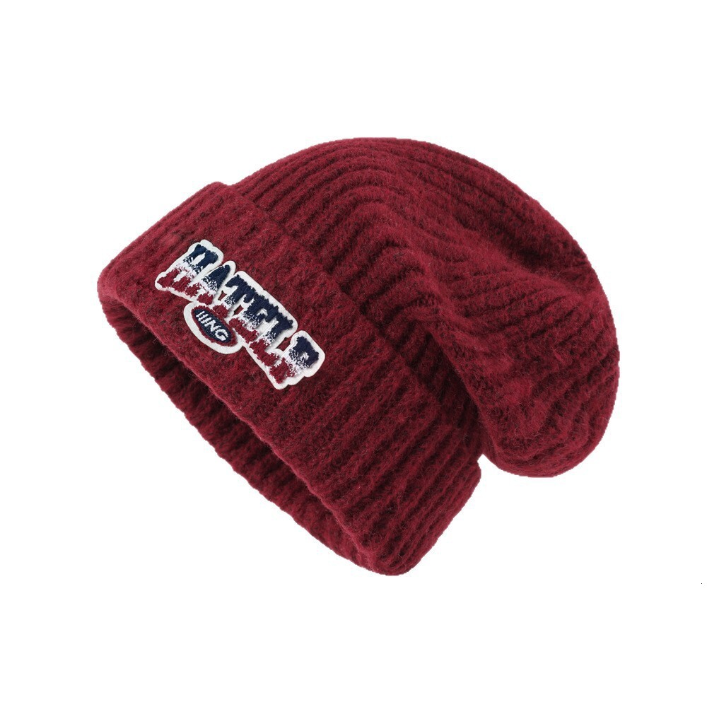 2025 new trendy letter knit women, thickened warm winter, suitable for students and couples, versatile ear-covering knitted hat