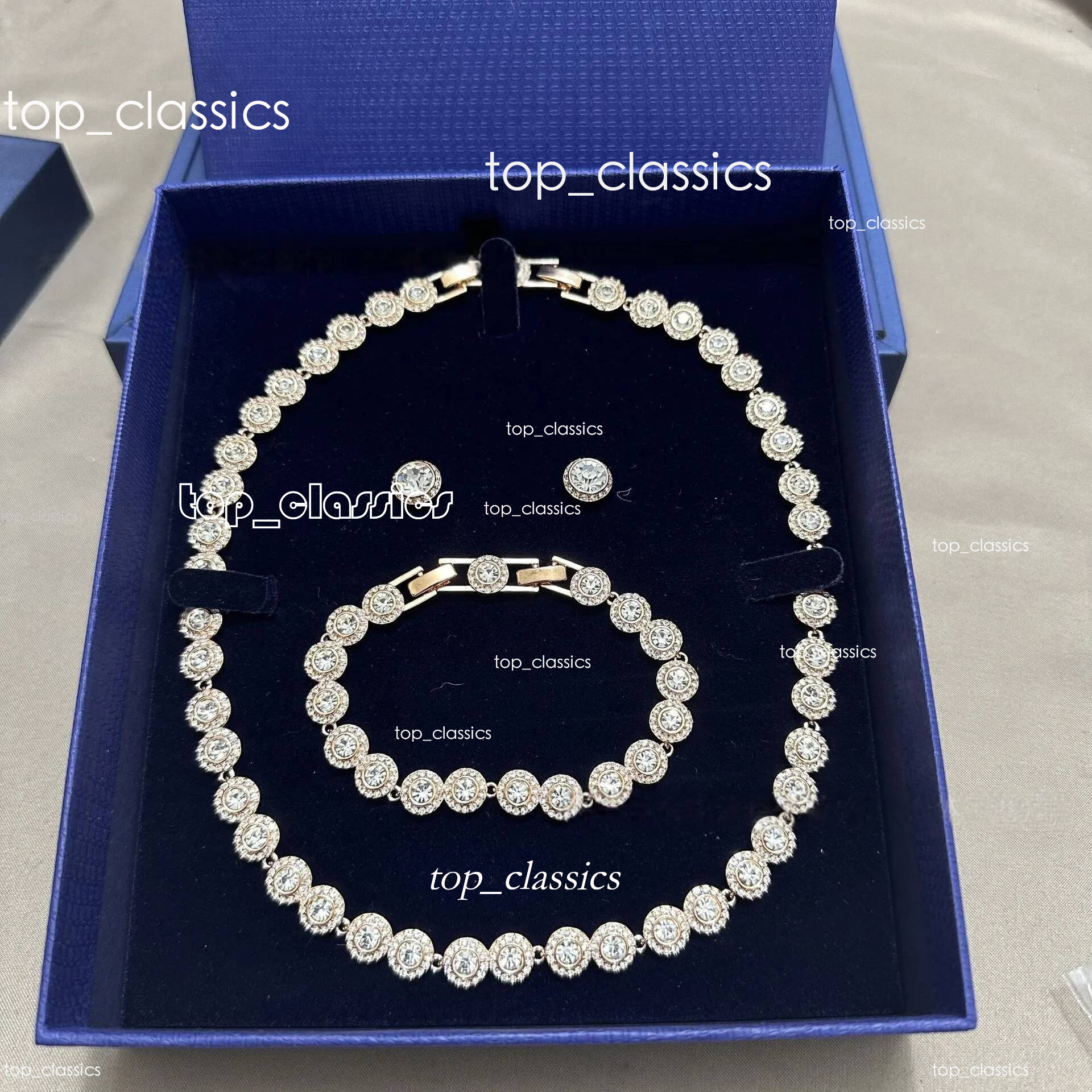 Una Angelic Necklace Designer Swarovskiitys Jewelry Swerovski Necklace Crystal Jewelry Set Necklace Bracelet Earrings 3Pcs Bridal Wedding Prom Gift