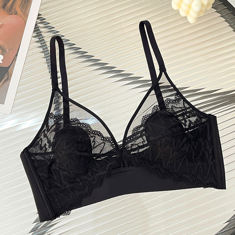Sexy Lace Crop Deep V Backless Camisole Hollow Mesh Bra Female Solid Color Seamless Underwear Removable Chest Pad Tank Top dongdumaoyi