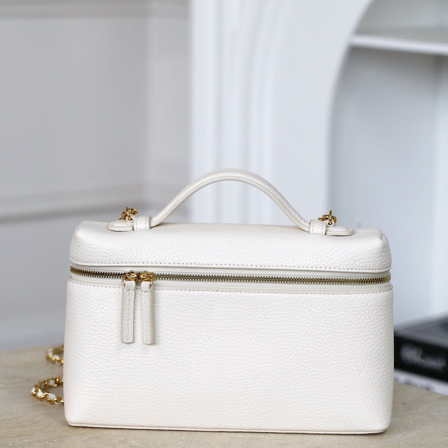 Designer Bag 26A series grain leather top handle box handbag detachable woven chain shoulder bag for dating party outing