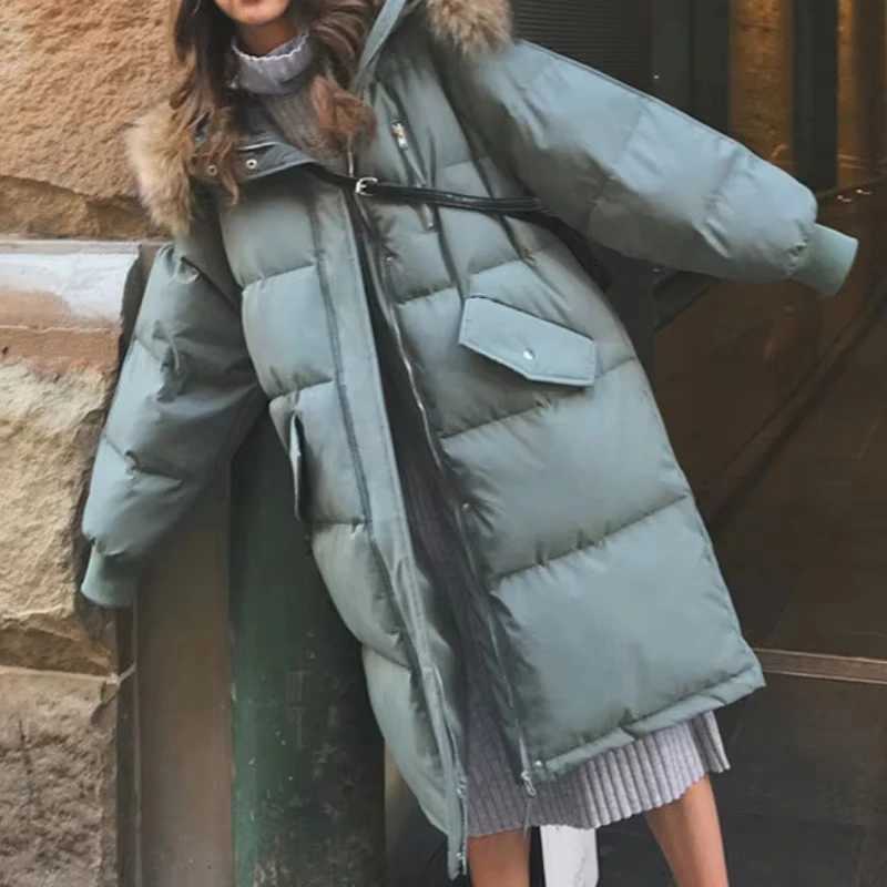 Women's Down Parkas The 2025 Winter Cotton-padded Women's Commuting Style Long Korean Loose Thick CoatT261017