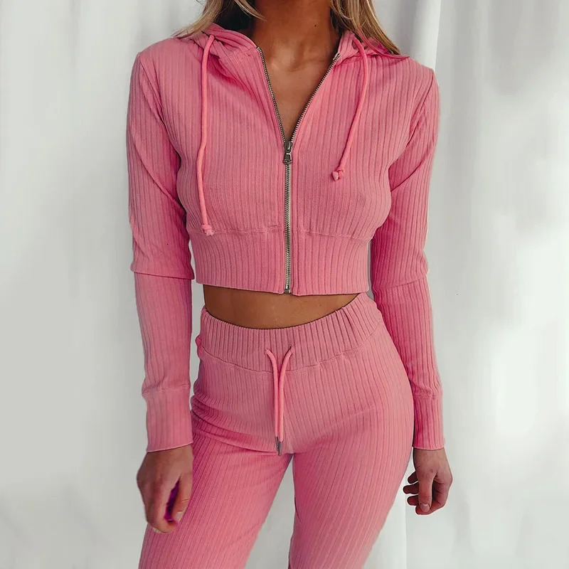 Women's Hooded Long Sleeve Waist Suit Slim Sports Zipper Casual Fashion Trend 261016