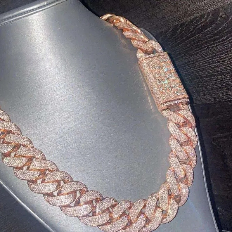 20mm Ice Out Vvs Quality Moissanite Dia Thick Cuban Link Chain Necklace for Men Gifting Options