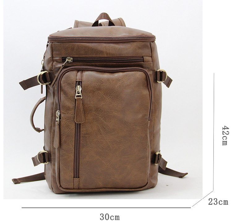Fashion Business Men Women Backpack Luxury Retro Backpack Bags Men PU Brown Large Capacity Multifunctional Computer Travel Crossbody Bag