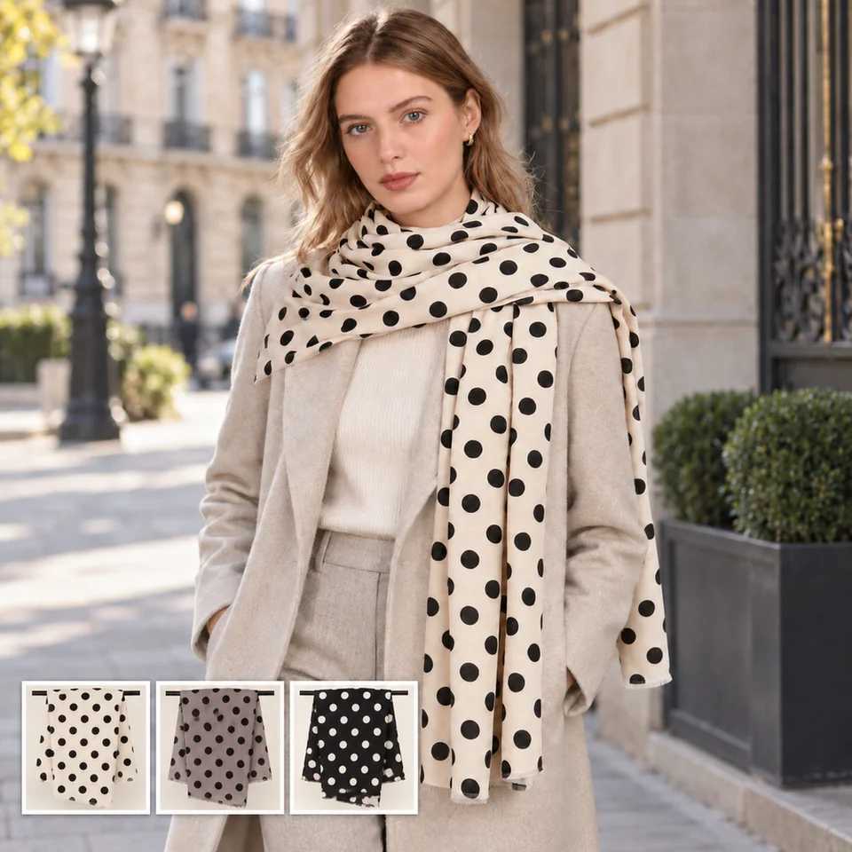 Womens Polka Dot Scarf Soft Lightweight Long Shawl Wrap for Spring Autumn Casual Fashion Accessory S261017WMN5