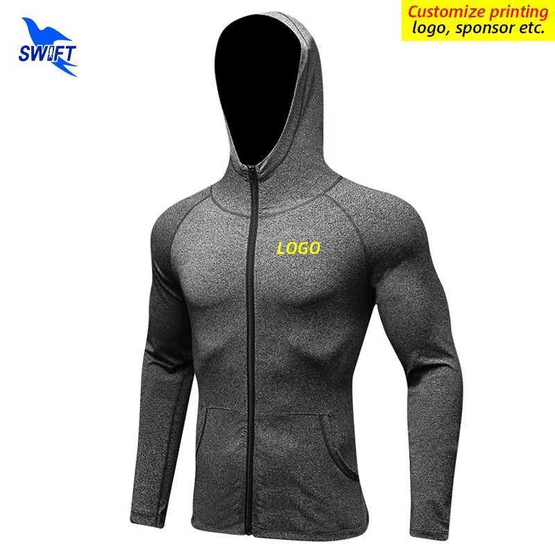 Customize Hooded Running Jackets Men Breathable Quick Dry Gym Fitness Hoodies Sportswear Hoody Coat Zipper Sweatshirts S261017VZO8