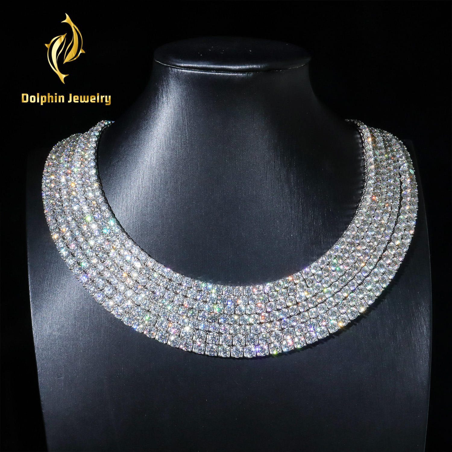 Moissanite Pendant Custom Tennis Chain 925 Sterling Silver Prong Set Hip Hop Necklace for Men