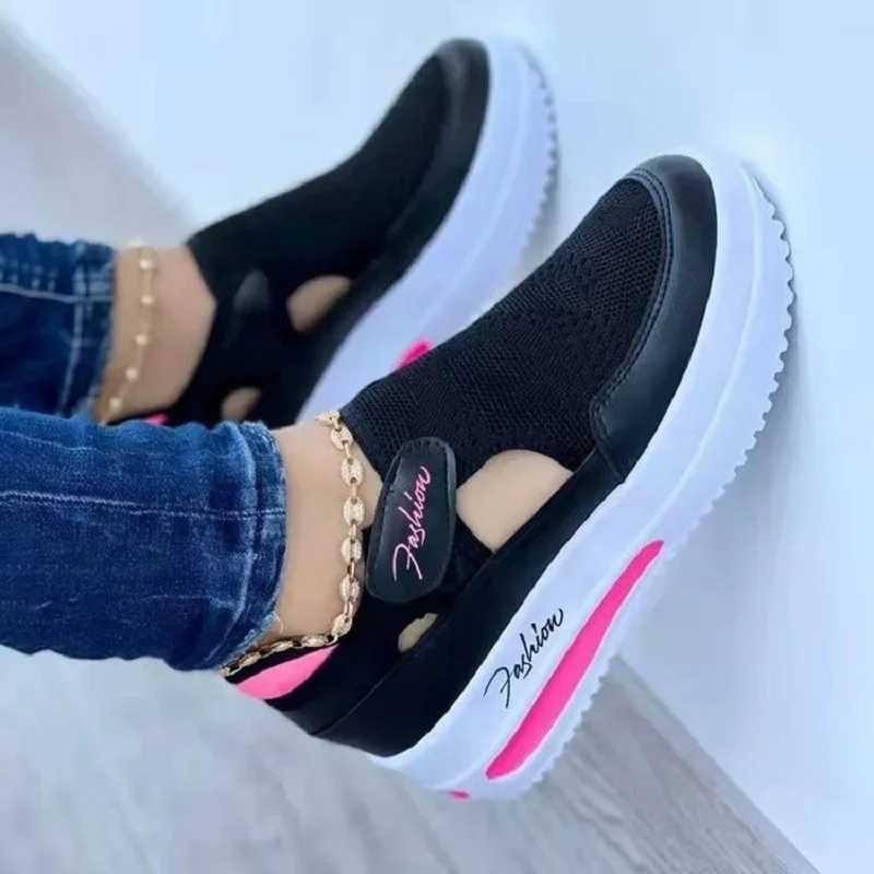 Casual Shoes 2025 Summer New Breathable Mesh Wedge Casual Sport Shoes Plus Size 43 Non Slip Woman Vulcanize Shoes Platform Women Sneakers H261016