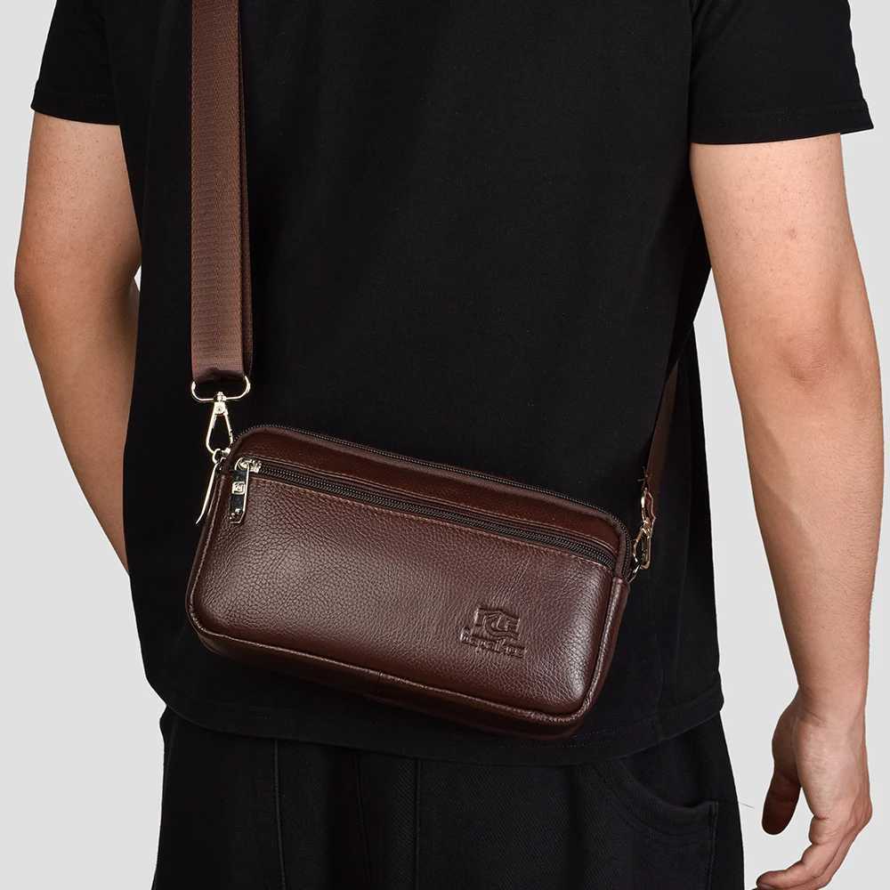 Designer Genuine Totes Men's Large Capacity Leather Crossbody Bag Casual Mti-Functial Shoder Bag with Adjustable Strap J261016