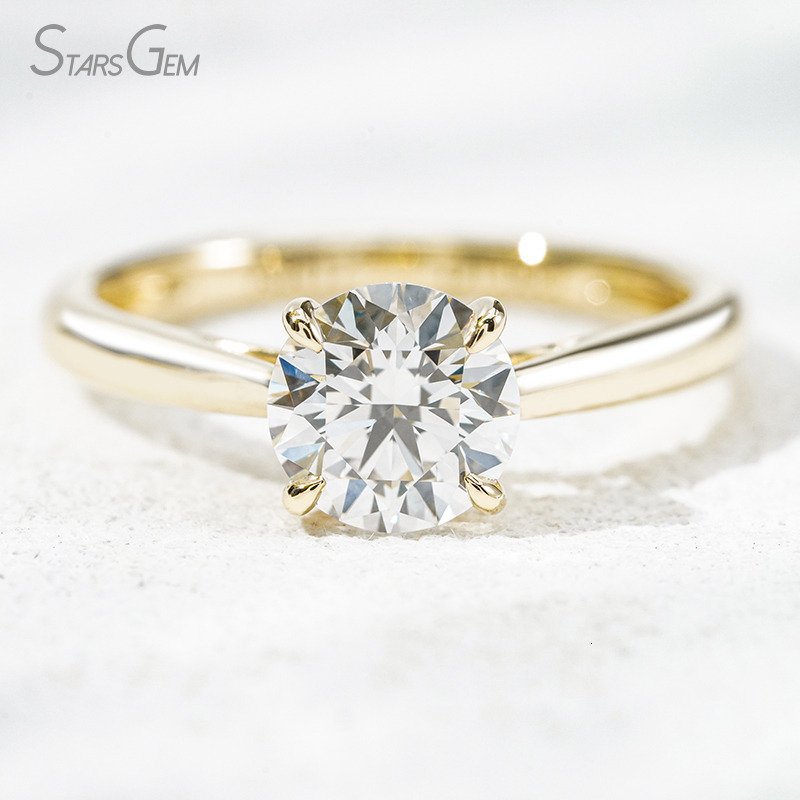 1 Day Ship 10K White Gold 1.03ct Lab Grown Diamond Ring Round Solitaire Engagement Ring Fine Jewelry for Women
