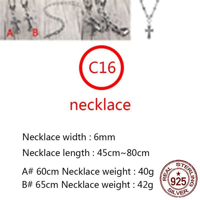 C16 S925 Sterling Silver Necklace Personalized Fashion Punk Hip Hop Style Versatile Retro Cross Flower Set Diamond Letter Shape Gift for Lover
