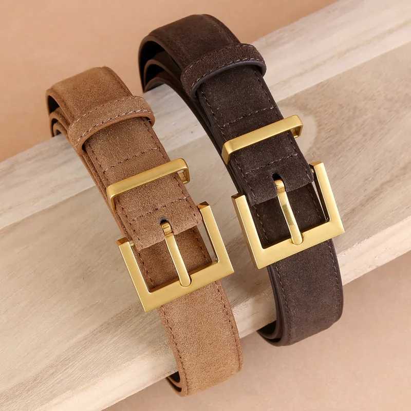 Factory Women's Leather Belt with Needle Buckle Suede Waist Belt Cowhide Versatile Decoration Jeans Waist Belt S261017KCJ6