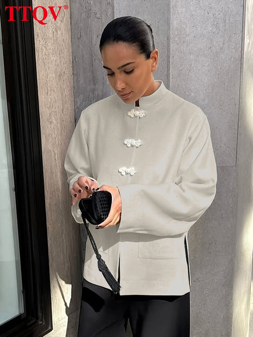 Fashion Loose Beige Women's Blouse 2026 Winter Stand Collar Lady Shirt Elegant Classic Solid Top Female Clothing Streetwear