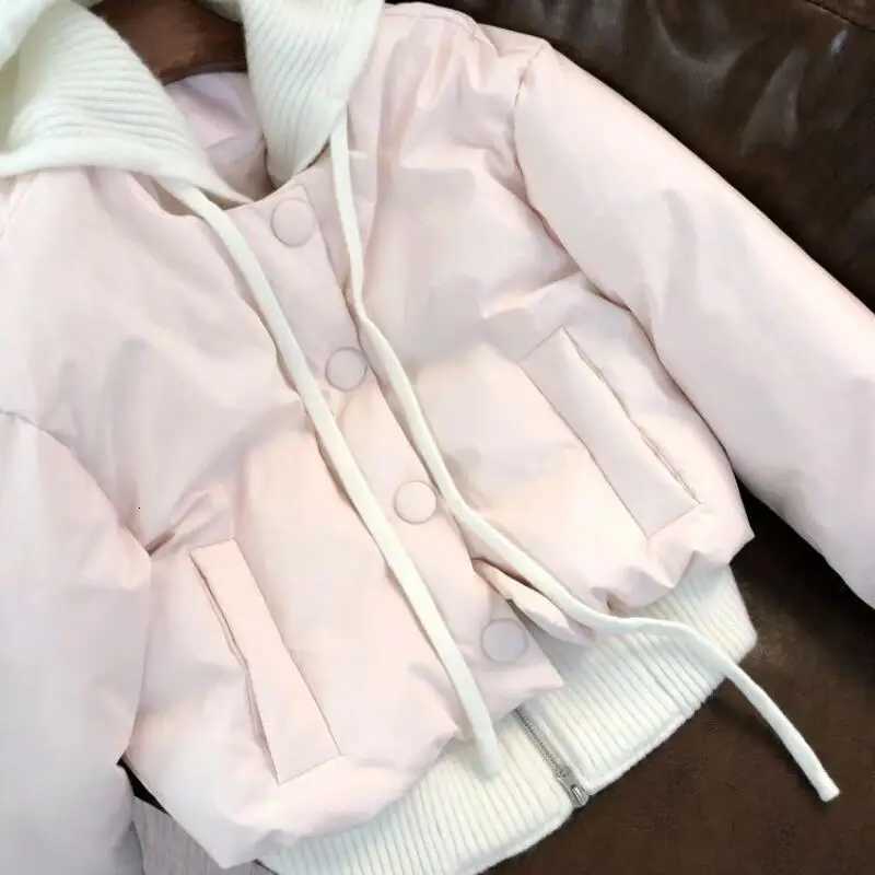 Women's Down Parkas Winter New Korean Sweet Women's Knitted Hoodie Jacket Cold Resistant Warm and Fashionable Cotton Padded Jacket Cute an