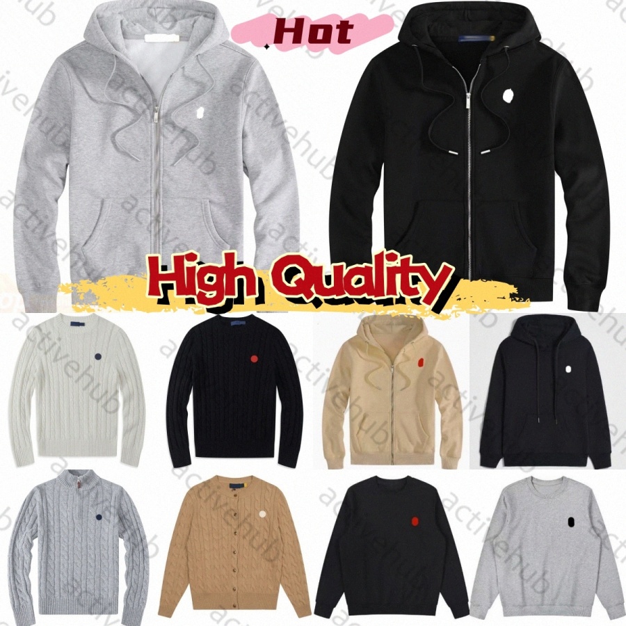 RaIhp designer hoodie Jacket Zip Up Hoodie CottonPolyester Optional Fashion Autumn Coat Mens Relax Fit Casual Athletic Hoody Pony Shirts Long Se Pul