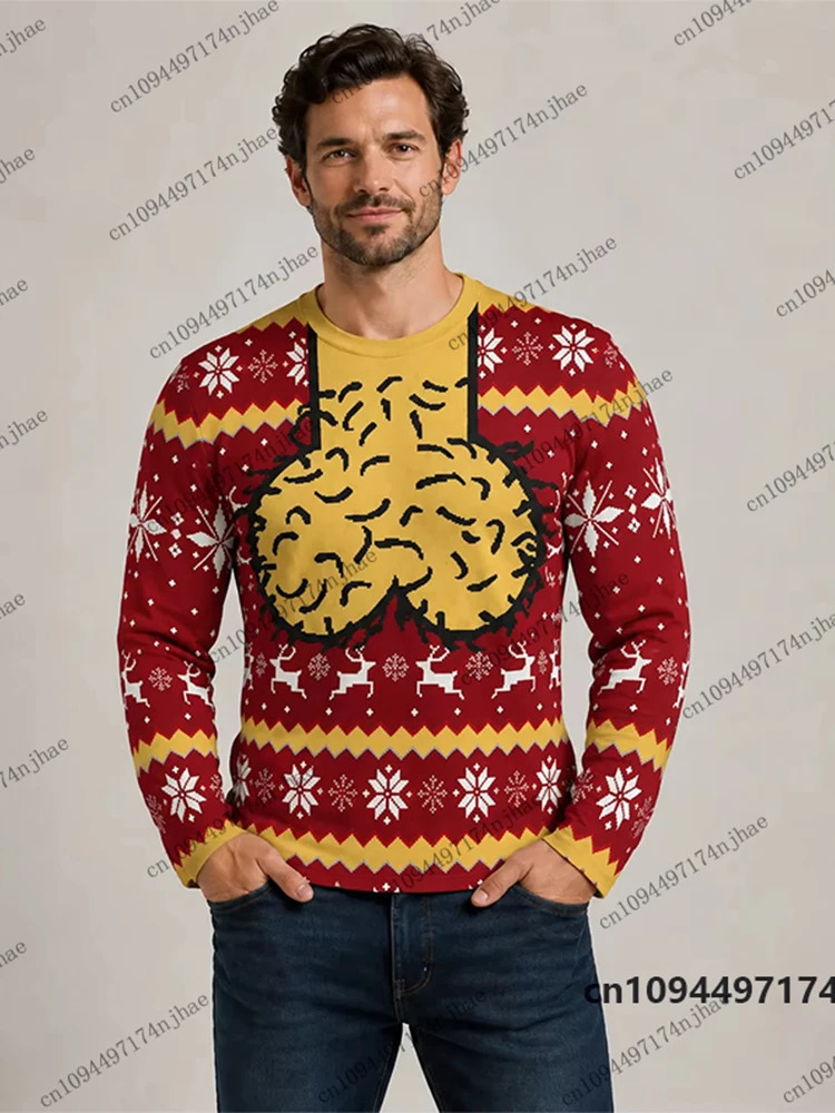2026 Ugly Christmas Style Print Sweatshirt For Men Autumn Winter Long Sleeve Hoodies Sports Pullover Oversized Unisex Tops 261017