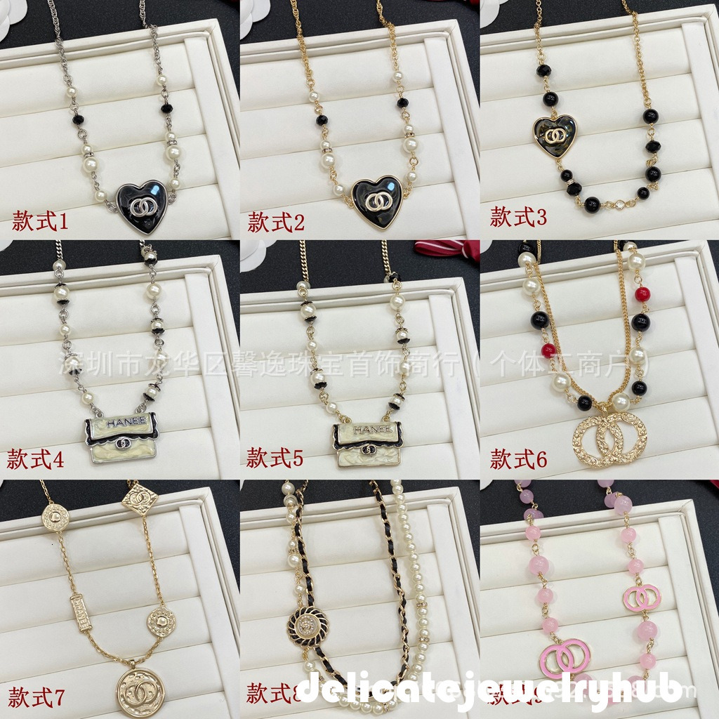 Designer Necklace Pearls cc Necklace C-Shaped Necklace Women's Style Trendy Luxurious Fashionable Clavicle Chain Pearl Necklace Channel Jewelry