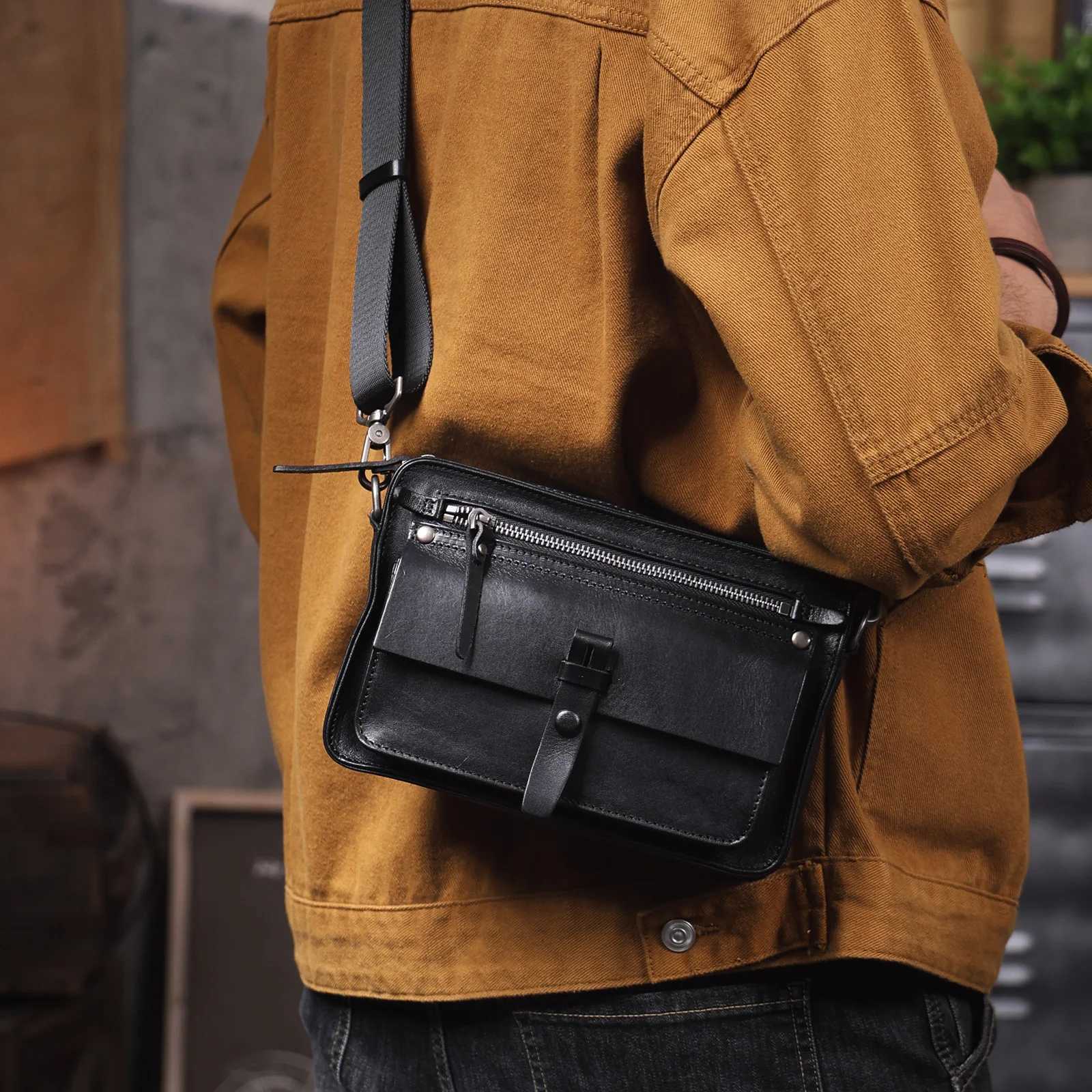 Designer Cowhide Totes Vintage Top Grain Men's Messenger Bag Fi Casual Crossbody Bag Vegetable Tan Genuine Leather Shoder Bags J261016