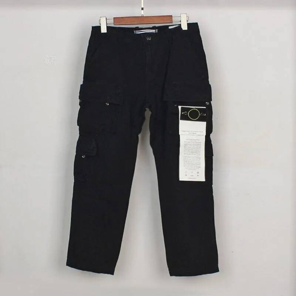 Stone Isans Pants Cargo Classic Techwear Style Stones Pants Fashion Mens Stone Pants Pocket Badge Pants Fresh Wash Loose Straight Pants Cargo Stones