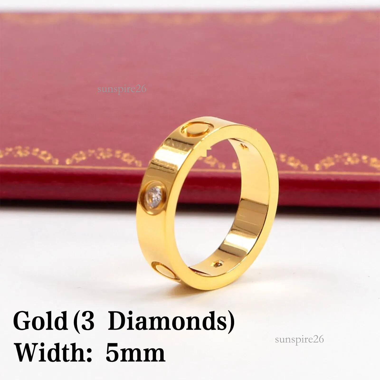 Luxury Brand Love Women's Designer Couple carteied Jewelry Ring Titanium Steel Diamond Casual Fashion Street Classic Silver Rose Gold Optional