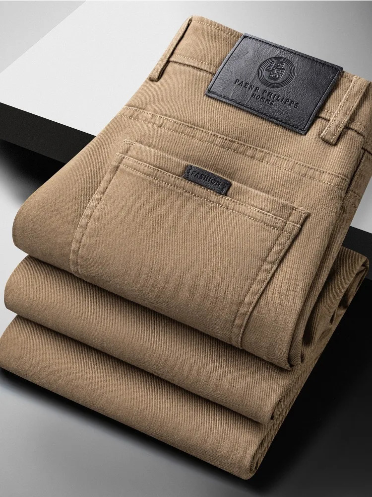 High Quality Lyocell Jeans Men Spring Autumn Fashion Straight Long Pants Soft Business Classic Stretch Denim Trousers 261017