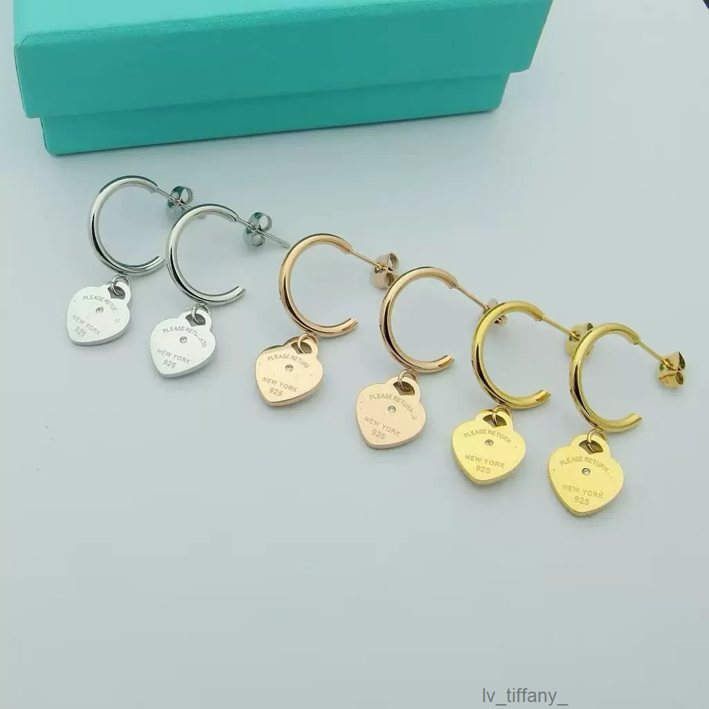 Designer earrings For Women stud 925 Silver Earring Letter C-shaped Pendant Heart-shaped Color Earrings Simple Party Weddings Jewelry