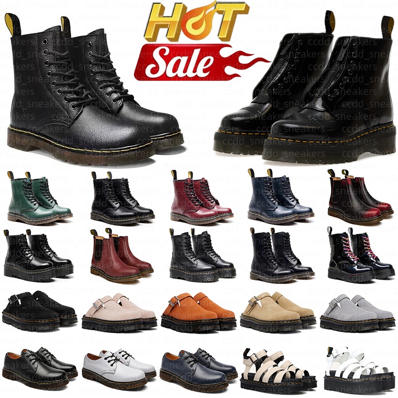 Free Shipping Designer Martinshoe Chunky Heel Ankle Martens Boots durable sandals for men womens Slip-On Mules Anti-Slip Sole Vintage Streetwear Foo