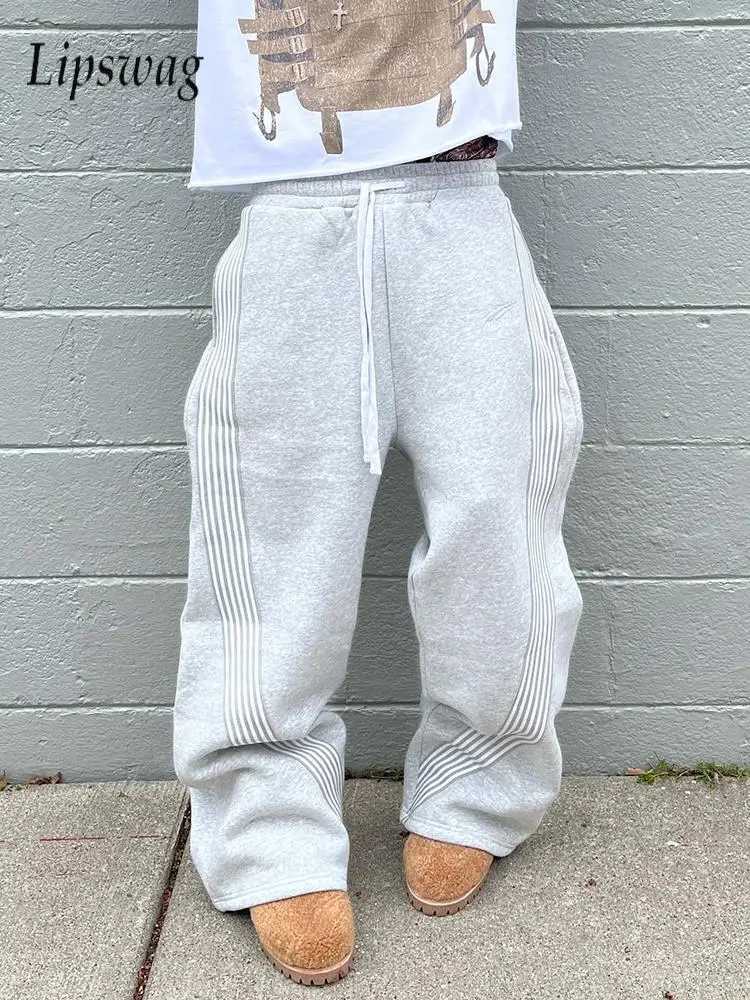 New Casual Mens Loose Straight Pants Vintage Drawstring Side Striped Sweatpants For Men Spring Summer Hip Hop Baggy Trousers Man S261016MDLM