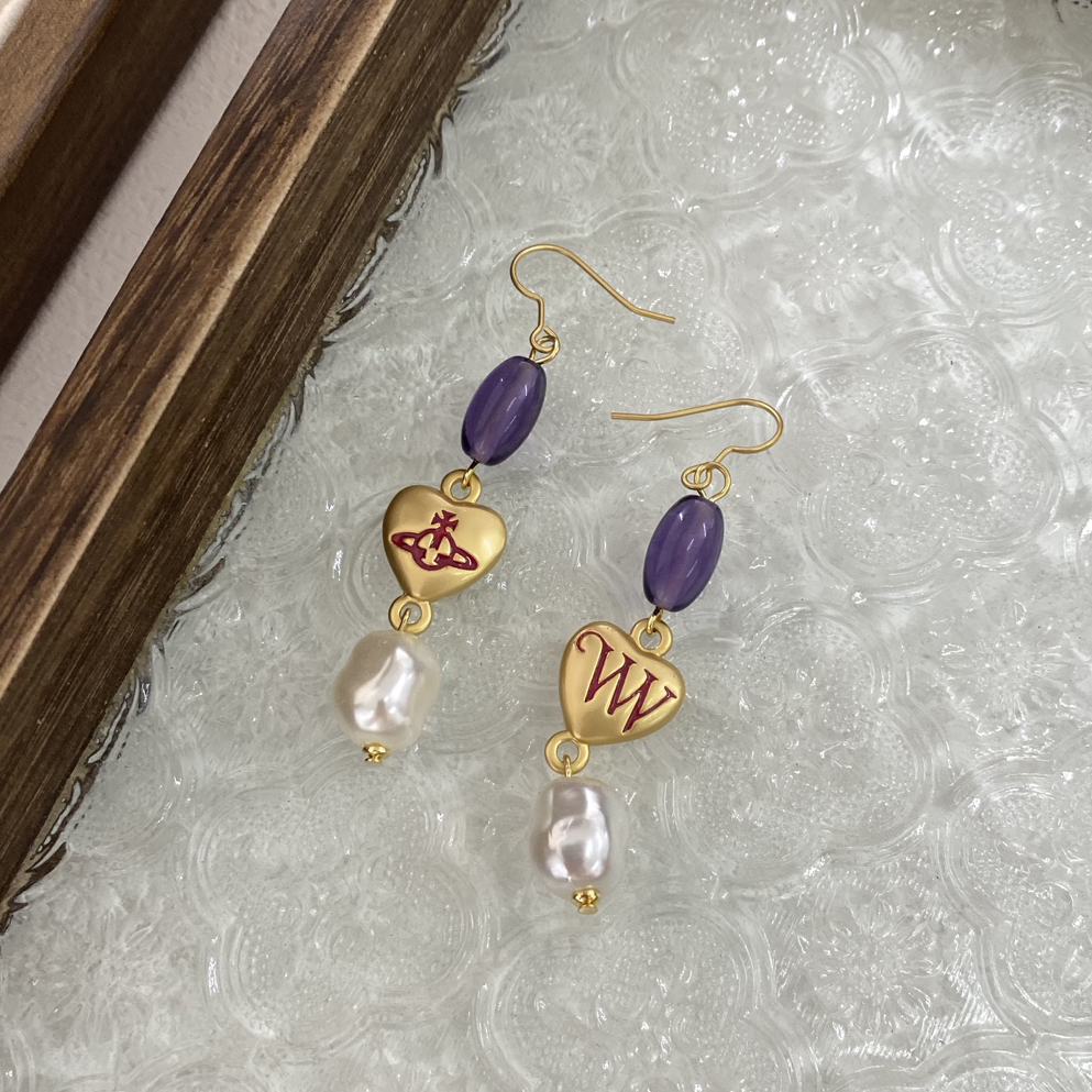Exquisite Designer Gold Plated Heart Shaped Letter Pearl Pendant Earrings Classic Luxury Gift Suitable For Womens Fashionable Multi Style Matching J