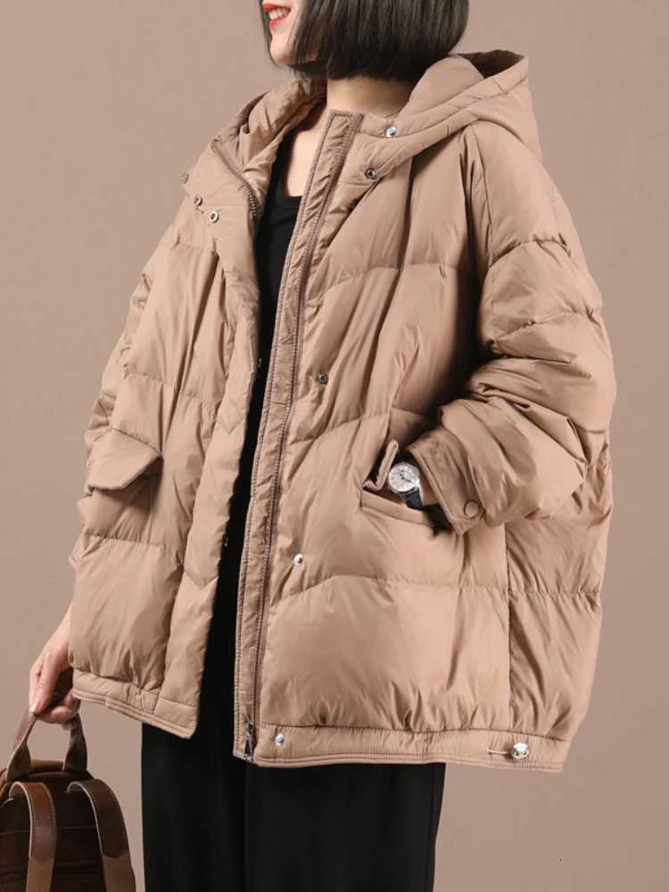Women's Down Parkas Women's 2023 New Spring Overcoat Female Basic Korean Style Black Hooded Women's Puffer Jacket Autumn Padded Coats