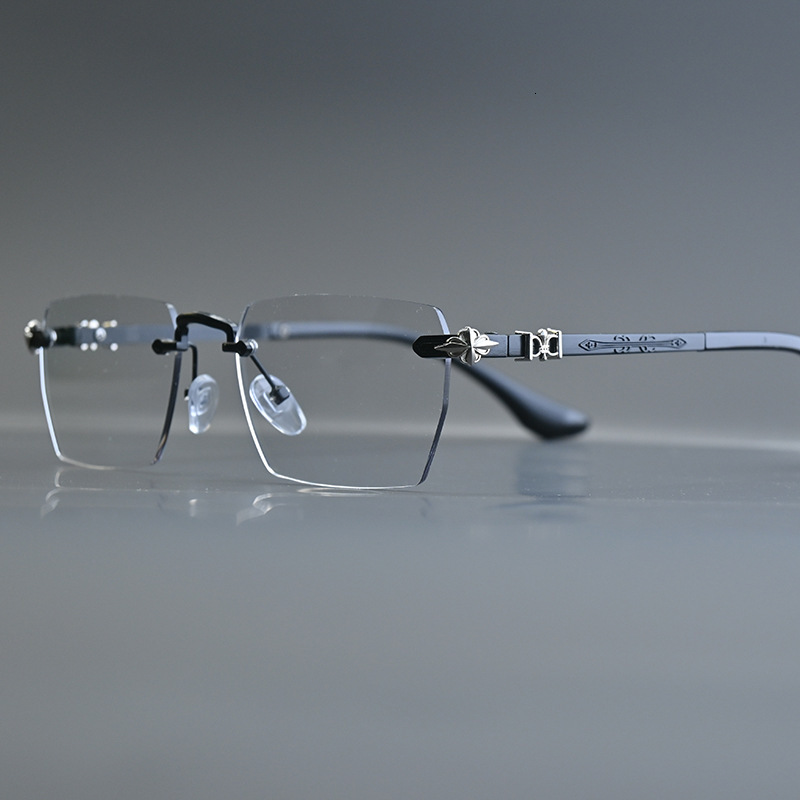 Ultra-Clear Frameless Prescription Glasses, Business Retro Elegant Ultra-Light Blue Light Square Eyeglass Frame For Men, Photochromic Laotie