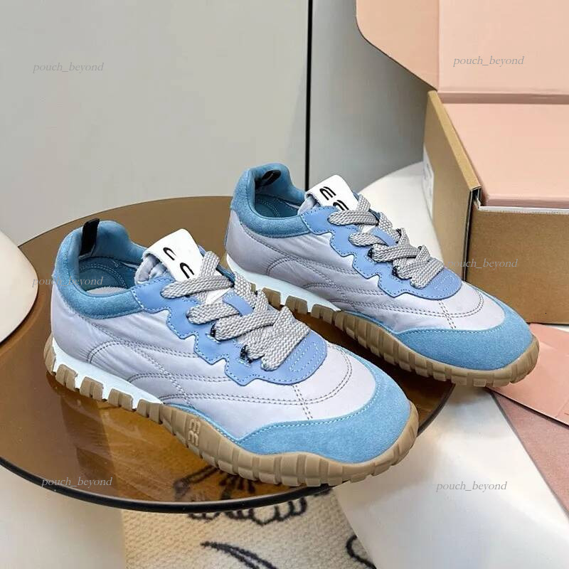 mius shoes Tyre Technical Fabric Suede Sneakers 5E417E Designer Laces Closure Sneakers Womens Soft Running Shoes Ladie New Casual shoes Rubber miune