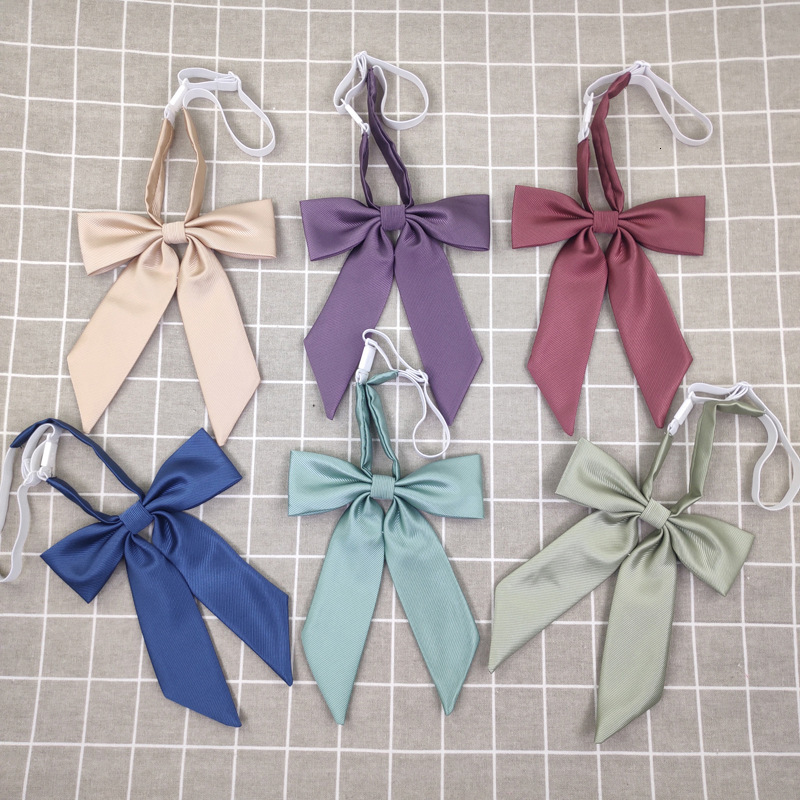 Japanese Style JK Uniform Tie Bow Flower Bowknot Diagonal Long Handle 13 Colors Twill Polyester Silk Customizable Color Small Accessories