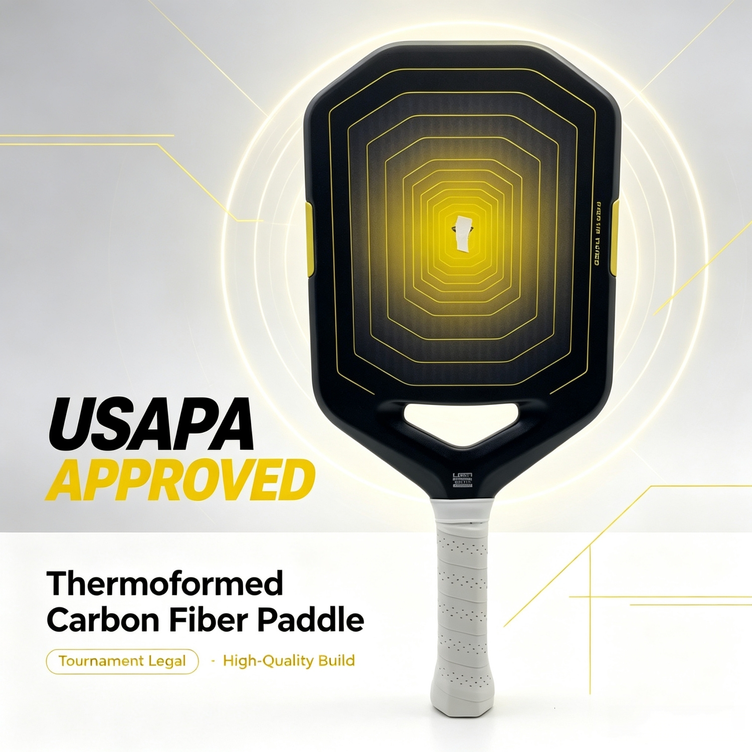 Thermoformed Carbon Fiber Pickleball Paddle USAPA Apved Open Throat Inertia Tuned Balance Large Sweet Spot Grit Spin Surface 26Y1017