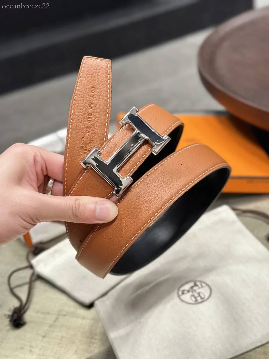 hness belt Designer Luxury Brand Top Cowhide Men's Belt H shaped Buckle Genuine Leather Automatic Buckle Men's Youth Simple And Fashionabl