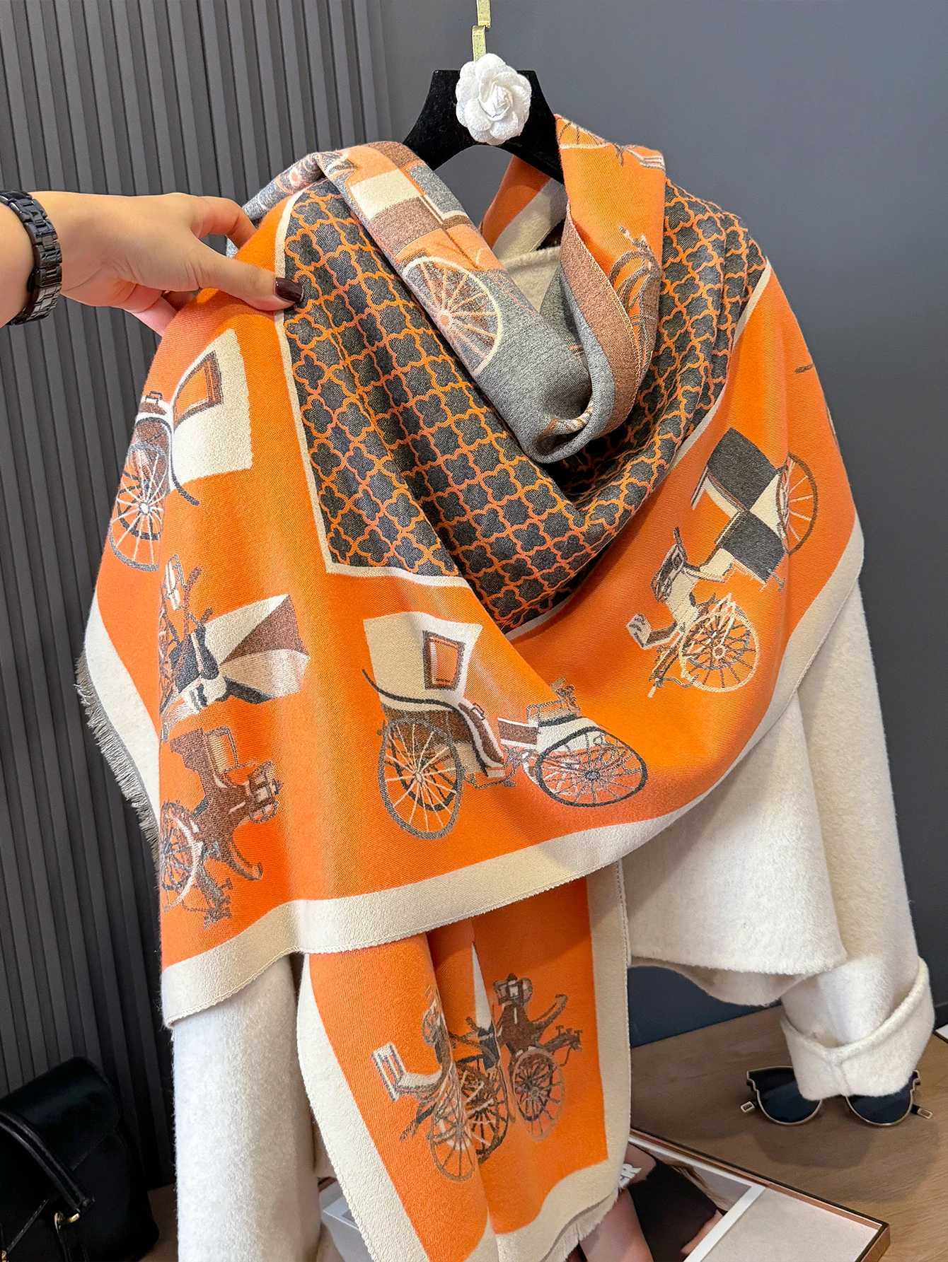 2024 Poncho Echarpe Pashmina Cashmere Scarf for Women Thick Warm Winter Blanket Brand Female Luxury Quality Shawl Wrap Bufanda S2610171ZUQ