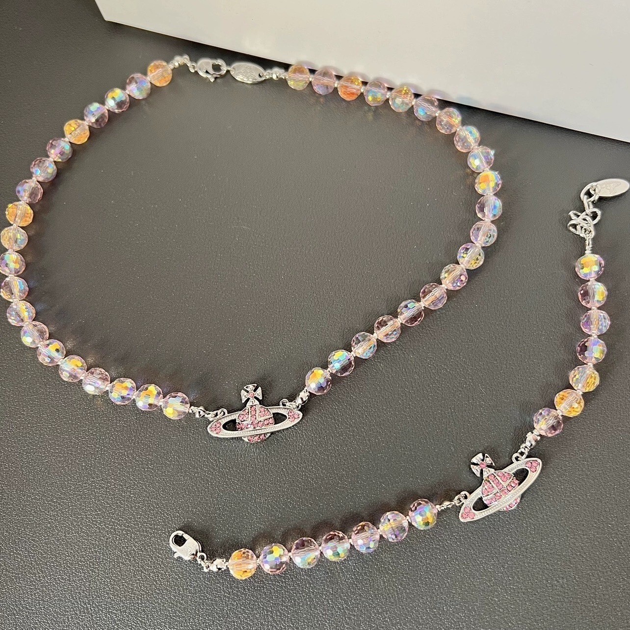 bracelet High-end natural super-shiny crystal dreamy bead necklace, Xijia pink custom Saturn diamond-encrusted bracelet for women