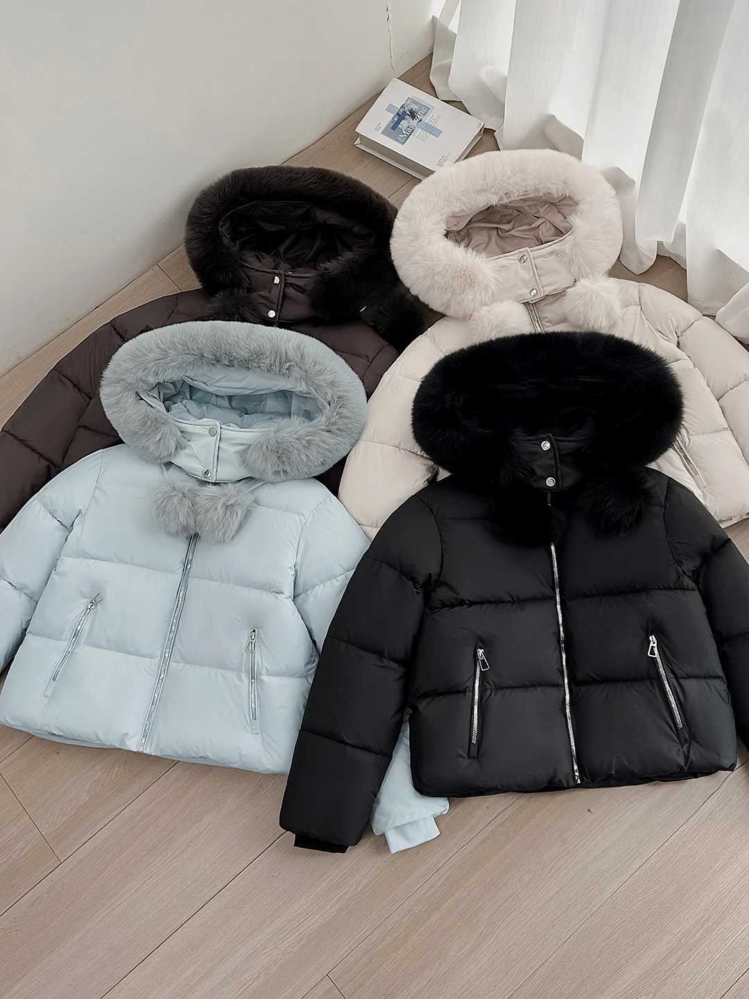 Women's Down Parkas Winter New Women's Short Thickened Warm Cotton Jacket Bread Coat Fur Collar down Cotton Padded Outerwear Stylish Small