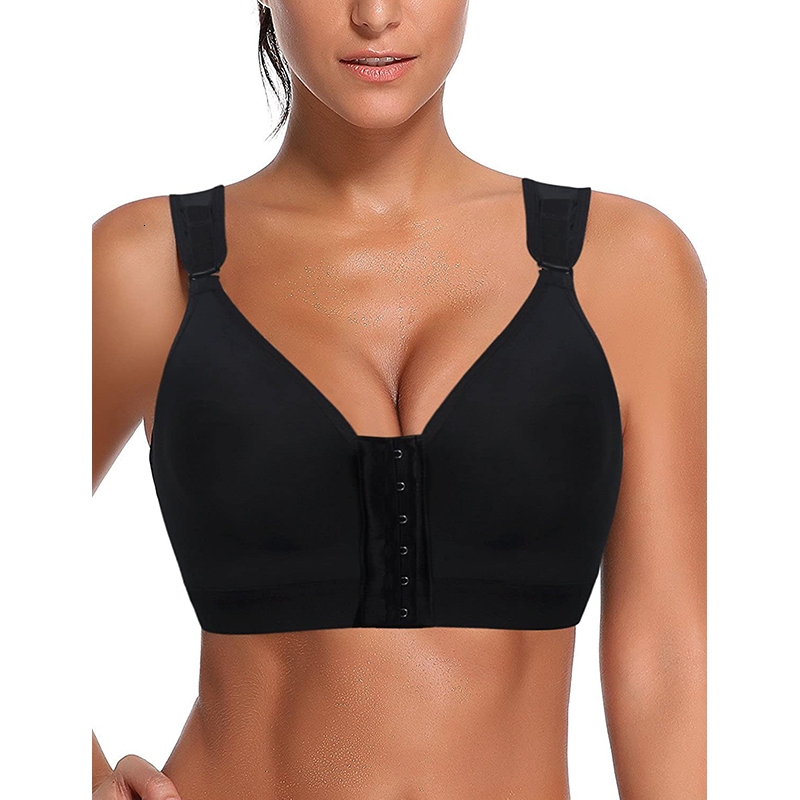 Burvogue Bras Women Seamless Padded Push Up Post-Surgery Front Closure Brassiere Vest Underwear Gather Adjustable Sports Bra dongdumaoyi