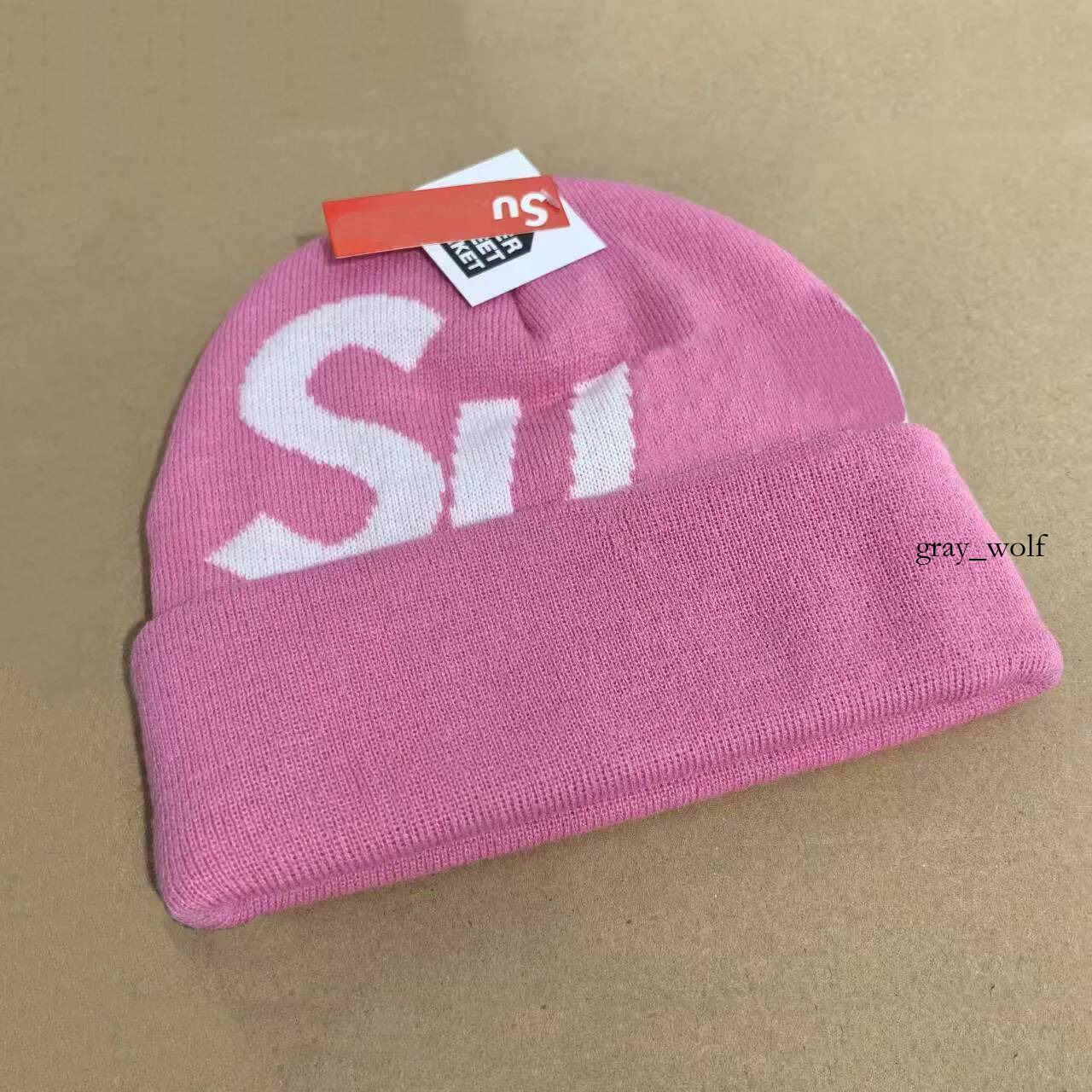 Sup Luxurys Designers Red Box Patch Fisherman Beanie Men Women Navy Blue Flag Embroidery Smooth Knit Hat Cuff Skull Caps Hip Hop Bonnet Headwear Who