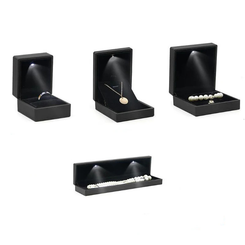 Bracelet Box Square Wedding Pendant Ring for Case Jewelry Gift Box with LED Light for Proposal Engagement Wedding 261017