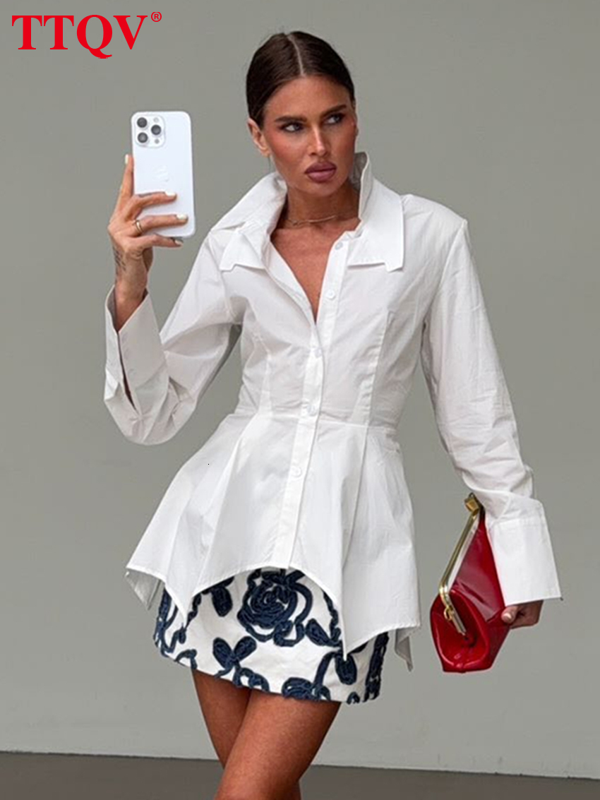 2026 Casual Loose White Cotton Women's Shirt 2027 Fashion Chic Long Sleeve Blouse Elegant Classic Solid Top Female Clothing