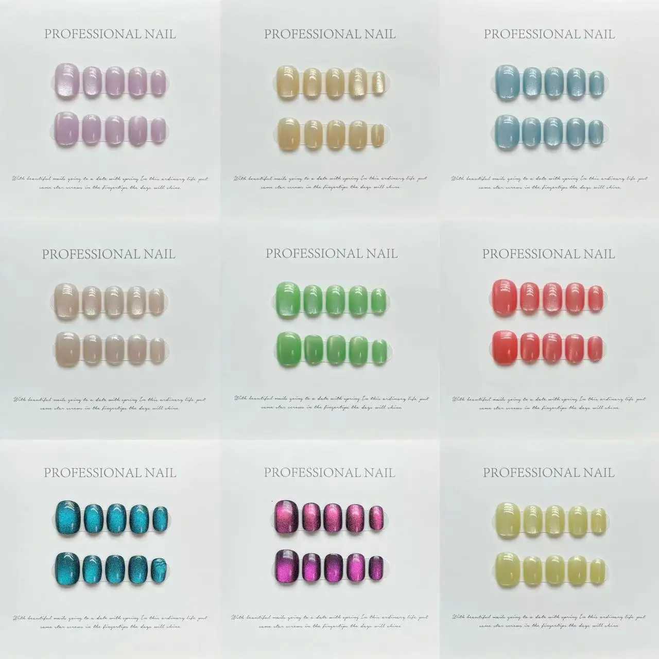 False Nails 10pcs Handmade Press on Nails Short Cat Eye Fake Nails for Women Girl Wearable Shiny Cat Eye Sweet Korean Style False Nails Q261017