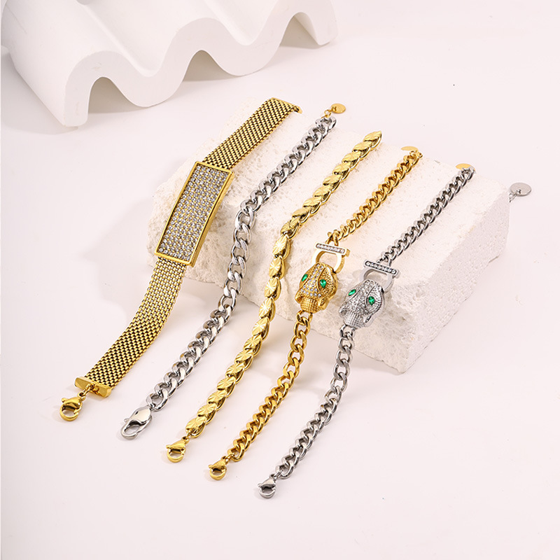Cross-Border Best-Selling Bracelet, Stylish Unique Luxury Piece, Featuring European American Designs, Made Of Titanium Steel Adorned With Cubic Zirc