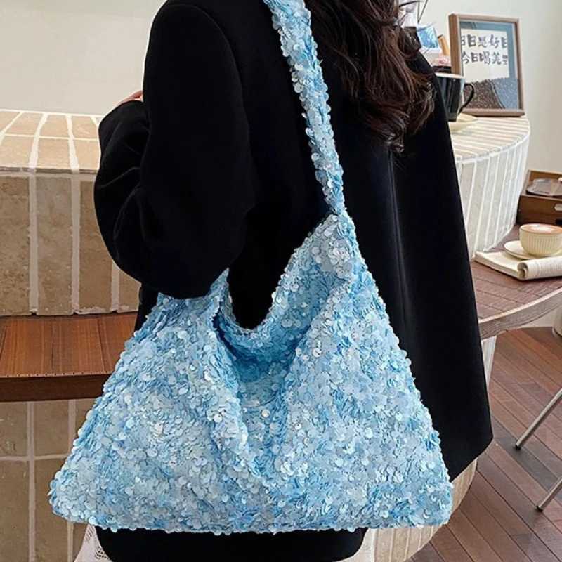 Cross Body Fashion Sparkly Sequin Sweet Tote Bag for Women Casual Glitter Shopper Shoulder Bag for Party Large Capacity Youth Shiny Handbag H261016